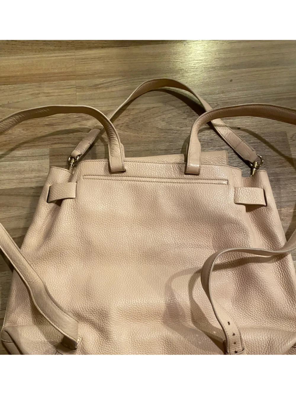 Cuyana 13 Inch Classic Pebbled Leather Backpack Tote in Blush